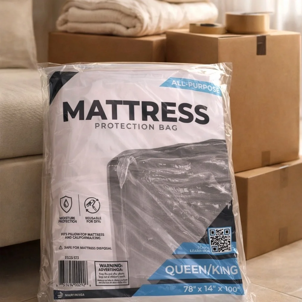 All-Purpose Mattress Protection Bag - Clear, Queen or King Size